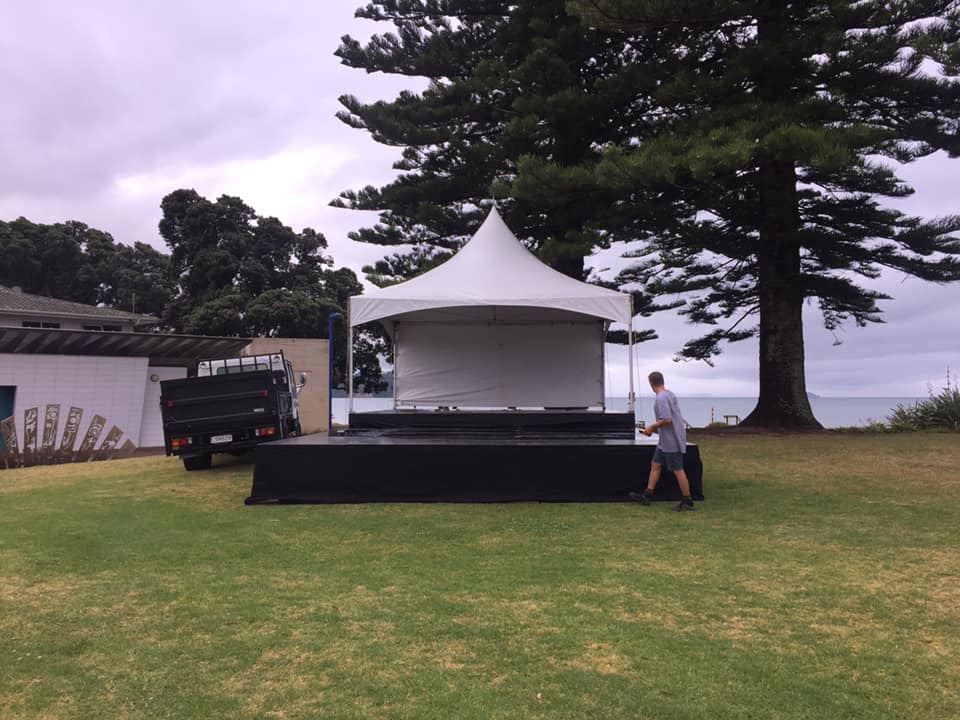 image of truck loaded with staging