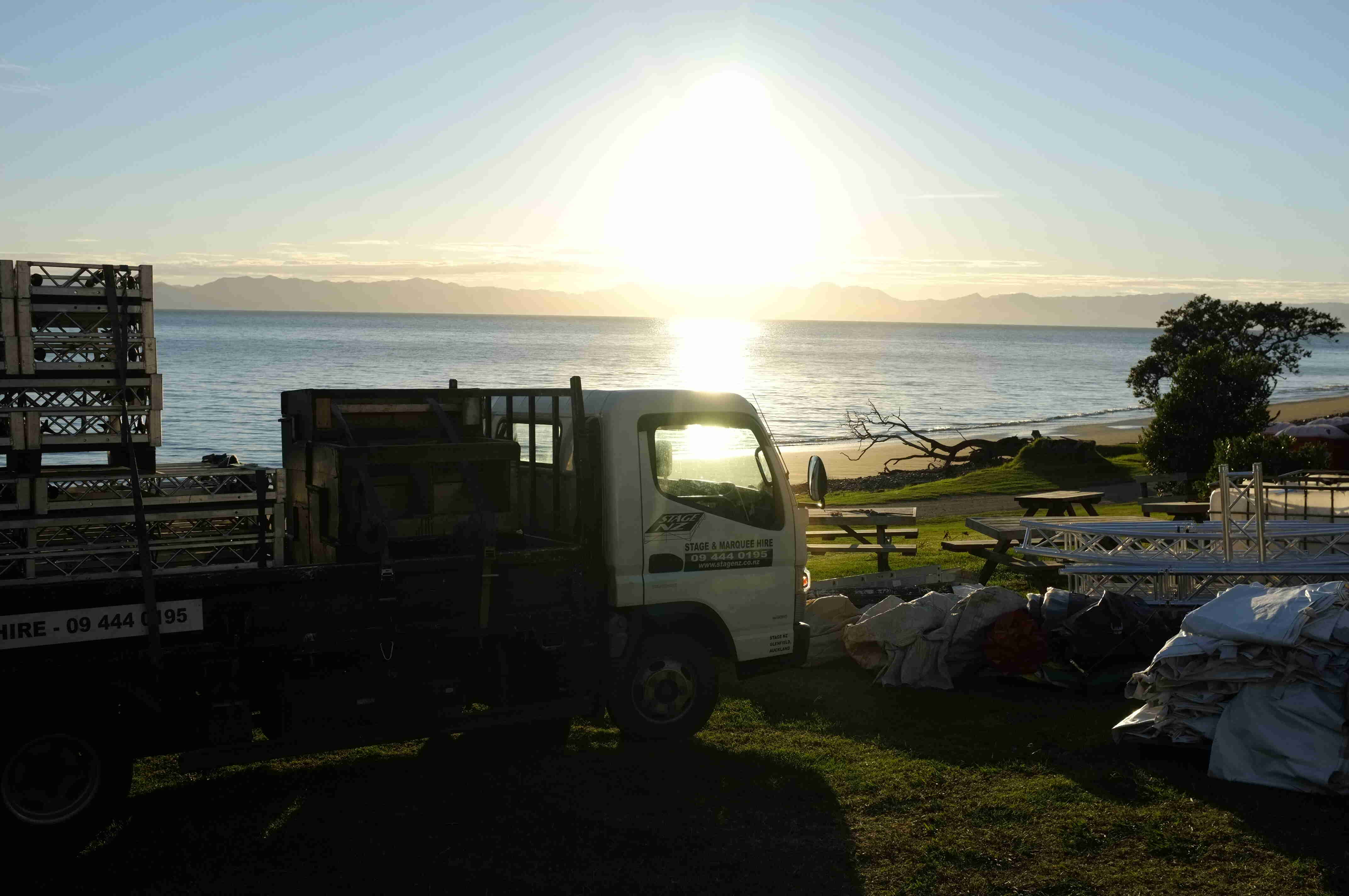 image of truck loaded with staging